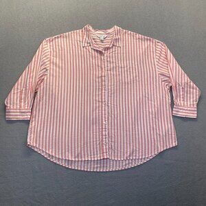 Old Navy Pink Striped Cotton Long Sleeve Boyfriend Button Down Size XXL Long Sle